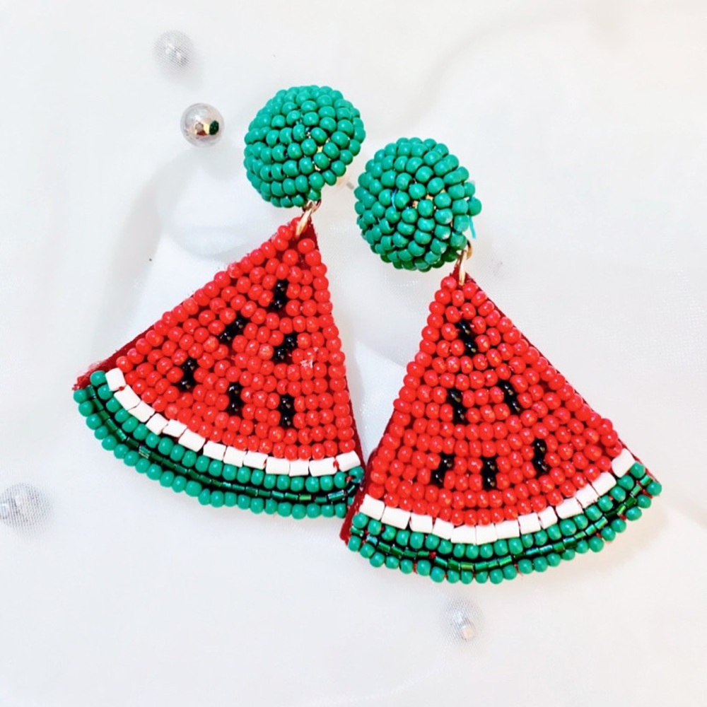 Watermelon beaded earrings